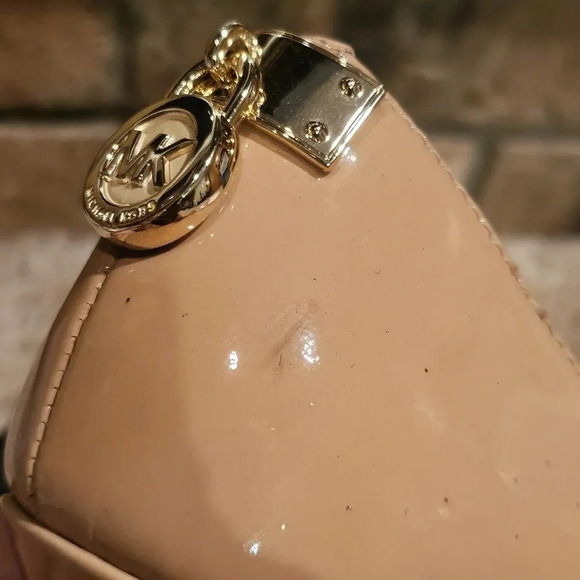 Michael Kors Hamilton Peep Heels Dark Nude Patent Leather Wmns 6.5 - Picture 8 of 16